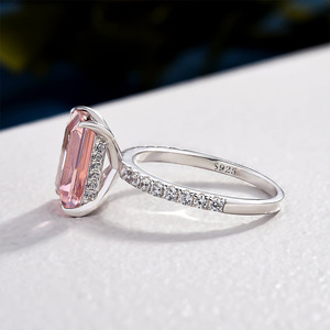 Sgarit Fine Jewelry Factory 14K Anillo de oro Joyería 3ct Corte Esmeralda Pink Morganite Anillo Joyería fina Anillos de piedras preciosas naturales - Product Image 2