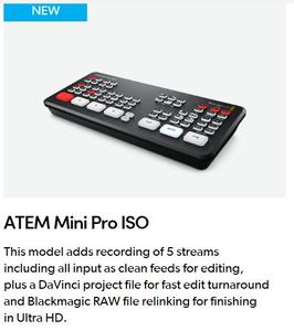 Mezclador de Video Blackmagic <span class=keywords><strong>ATEM</strong></span> <span class=keywords><strong>Mini</strong></span> Pro/<span class=keywords><strong>ATEM</strong></span> <span class=keywords><strong>Mini</strong></span>/<span class=keywords><strong>ATEM</strong></span> <span class=keywords><strong>Mini</strong></span> Pro ISO para Transmisión en Vivo, Grabación Multivista - Product Image 3