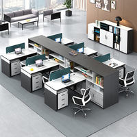 Table de travail modulaire en bois moderne de haute qualité en forme de L pour quatre personnes, extensible, avec cloison