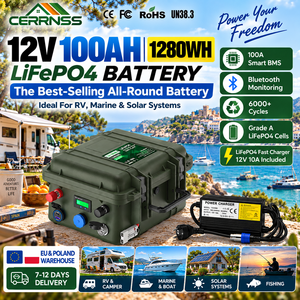 Station d'alimentation portable étanche CERRNSS 12V 24V 100Ah 140Ah 200Ah 300Ah, <span class=keywords><strong>batterie</strong></span> au lithium LifePO4 solaire pour bateaux et camping-cars - Product Image 1