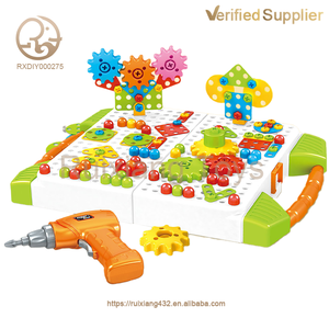 4 In 1 fai da te giochi educativi di Puzzle stelo giocattoli Set di strumenti giocattoli per bambini con Pegboard giocattolo trapano a bottone a vite kit di strumenti - Product Image 4