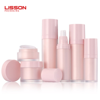 Set Botol Kosmetik Plastik Pink Pompa Airless Grosir