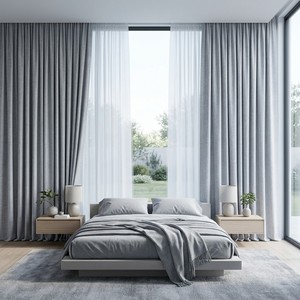 Tissu d'ameublement en lin 100% lin, motif floral tissé, maille très légère, filtrant la lumière, respirant, moderne et minimaliste pour - Product Image 4