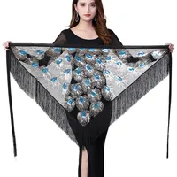Écharpe de danse du ventre à sequins et pompons pour femmes, Inde, carnaval, rave, scène, performance, broderie, chaîne de taille, costume, jupe enveloppante, ceinture