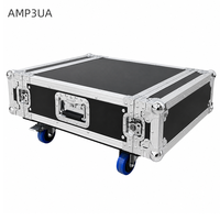 Rack d'amplificateur sur roulettes AMP3UA 3 places, flight case ATA robuste en aluminium avec roues pour amplificateur de puissance audio