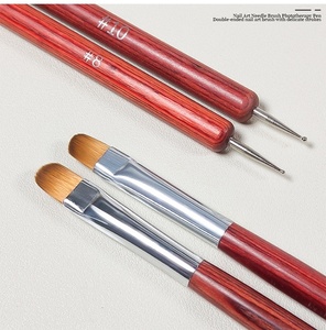 Pinceau à ongles double embout avec manche en bois, brosse à liner en nylon ondulé et stylo à pois pour le nail art - Product Image 3
