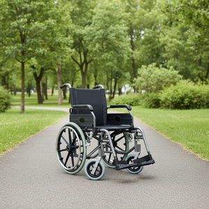 Silla de ruedas de aleación de aluminio Manual de hospital plegable de estilo europeo estándar silla de ruedas ajustable compacta portátil - Product Image 1