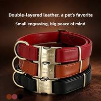 Collier pour chien en cuir PU gravé sur mesure, étiquette nominative personnalisée anti-perte, collier souple réglable pour chiens de petite, moyenne et grande taille