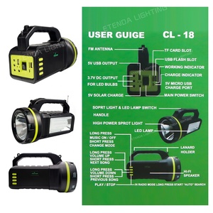 Có thể sạc lại ánh sáng năng lượng mặt trời hệ thống bảng điều khiển 9000mAh chất lượng cao mini năng lượng mặt trời ánh sáng Kit với MP3/USB Flash Player/TF/Blue tooth - Product Image 2