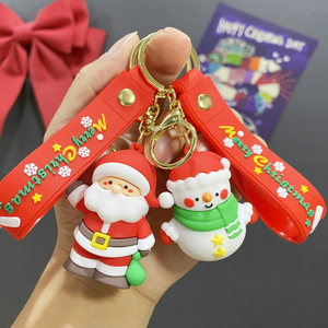 Phim Hoạt Hình <span class=keywords><strong>PVC</strong></span> Santa 3D Cây Giáng Sinh Và Người Tuyết Keychain Xmas Món Quà Mặt Dây Chuyền Chủ Chìa Khóa - Product Image 3