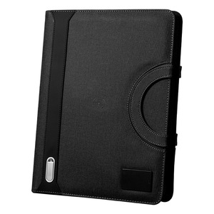 F4 <b>A4</b> Leather Business <b>Folder</b> Wireless Charging Power Bank Zippered Organizer Customizable Logo For Office Use - Product Image 1