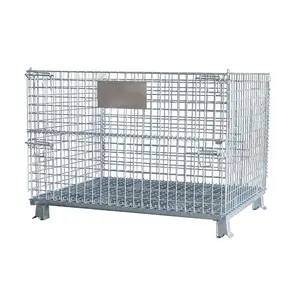 Cage de rangement pliable galvanique, boîte métallique Portable, conteneur de mailles métalliques