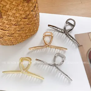 13.5cm Fashion simple matte gold metal large big shark gold claw hair clip clip artiglio per capelli in metallo semplici artigli per capelli incrociati
