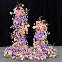 Boule de fleurs artificielles en soie rose et violette pour centre de table de mariage, décoration pour événements de Noël et d'Halloween