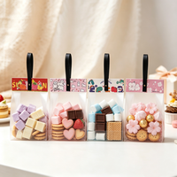 Sac à collation auto-scellant en PP, pochette cadeau transparente avec poignée, sac transparent pour biscuits, bonbons et emballages de gâteaux