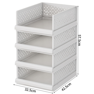 Panier de rangement coulissant pliable en <span class=keywords><strong>plastique</strong></span> empilable avec roulettes, à tirer et pousser à une main, avec panneau coulissant indépendant - Product Image 6