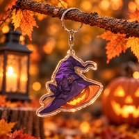 Porte-clés en acrylique et métal motif dessin animé Halloween, Chat noir, Fantôme, Frankenstein, Vampire, Breloque de sac, Pendentif, Accessoire cadeau pour fête et événement festif