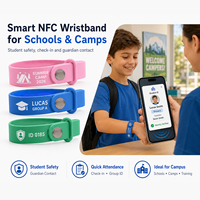 Bracelet intelligent NFC RFID en PVC pour campus scolaire, camp d'été, identification étudiante, contrôle des présences, sécurité, contact, impression de logo personnalisé