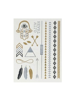 Proveedor Oem Flash caliente de plata de oro temporal película metálica plumaje flecha etiqueta engomada del <span class=keywords><strong>tatuaje</strong></span> impermeable - Product Image 1