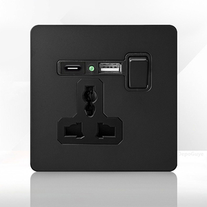 EU Đen Retro chuyển đổi tường chuyển đổi ánh sáng, Pháp Anh cổ Ổ cắm điện với USB sạc, 220V 2way phổ chuyển đổi bảng điều chỉnh - Product Image 6