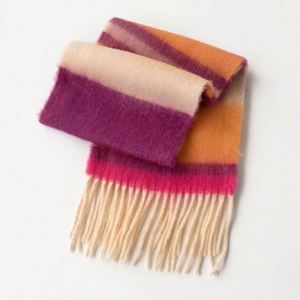 Bufanda de Lana para Mujer HH HOFNEN Personalizada con Diseño a Cuadros Arcoíris de 190*35cm, Bufanda de Mohair Cálida y Suave para Invierno con Borlas Gruesas - Product Image 2