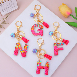 Llavero con Letras Brillantes Rojas en Oferta, Colgante con Nombre del Alfabeto Inglés, Adorno para <span class=keywords><strong>Bolsos</strong></span>, Regalo para Mujeres y Niñas, Venta al por Mayor - Product Image 1