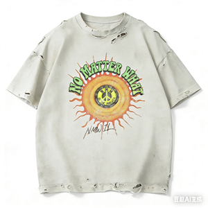 เสื้อยืดคอกลม ATZ แบบสั่งทำพิเศษ ผ้าถักเนื้อแน่น ป้องกันรังสียูวี 180 กรัม สีซีดแบบฟอกแดด แขนสั้น ผ้าฝ้ายแท้ สไตล์วินเทจ ขาดๆ แบบโอเวอร์ไซส์สำหรับผู้ชาย - Product Image 5