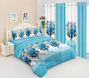 Parures de Lit Florales Chaleureuses Luxueuses pour l'Hiver avec Rideaux Assortis, Ensemble de Couette Gros pour Lit King Size - Product Image 5
