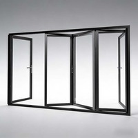 Porte pliante en verre trempé à cadre étroit de conception moderne de haute qualité, cloison pliable en aluminium pour l'extérieur, salon extérieur