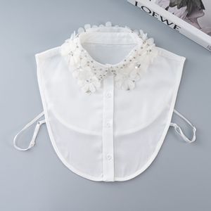 Chemise à col Dickie pour femme, col pastoral, faux col perlé, faux col en strass pour femme, avec pierres naturelles - Product Image 3