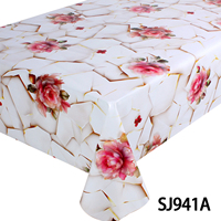 Taplak Meja PVC Persegi Panjang 300x140cm Tahan Air Mudah Dibersihkan Pola Cetak Bunga Pastel Gaya Pastoral Untuk Penggunaan Rumah Tangga