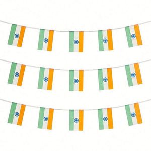 Guirnalda de Banderines Personalizada al por Mayor, Bandera de la India con Cuerda Naranja, Blanca y Verde, Decoración Hindú para Eventos Nacionales - Product Image 6