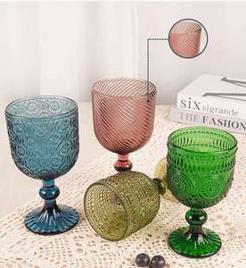 Copas <span class=keywords><strong>de</strong></span> Vino <span class=keywords><strong>de</strong></span> Vidrio <span class=keywords><strong>de</strong></span> Color Azul Prensado, para Fiestas, Bodas, Cumpleaños, Hogar, Venta al Por Mayor - Product Image 6