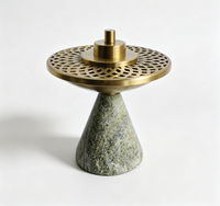 Brûleur d'encens de luxe en marbre vert, Mabkhara Bakhoor fait main, brûleur de Bakhoor en pierre naturelle, porte-oud pour la décoration de salon et de maison