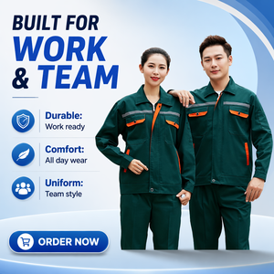 Ensemble uniforme <span class=keywords><strong>de</strong></span> travail printemps/automne pour hommes et femmes, vêtements <span class=keywords><strong>de</strong></span> travail réfléchissants à manches longues, résistants à l'usure, en polyester, pour atelier <span class=keywords><strong>de</strong></span> réparation automobile - Product Image 1