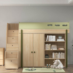 Экономия пространства красочная низкая кровать-чердак деревянная кровать с двумя кроватями с лестницей и ограждениями для детей - Product Image 6