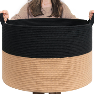 Panier de rangement en corde de coton tressée extra large 21,7" x 21,7" x 13,8" pour couvertures de bébé, jouets, linge et outils - Product Image 6