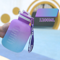 Nouvelle conception, bouteilles d'eau de sport en plastique PP sans BPA, 1,2 L/1,6 L/2,2 L, demi-gallon, pour la salle de sport, la remise en forme en plein air, avec bouchon à vis.