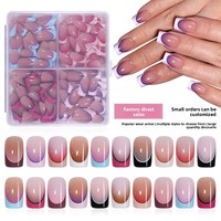 128 faux ongles carrés courts à presser en gel, dégradé multicolore, amovibles et réutilisables pour femmes, manucure quotidienne, lot en gros