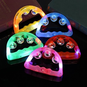 Pandero Musical con Luces LED Intermitentes en Forma de Media Luna y 3 Jingles Metálicos para Fiestas, Conciertos, Bodas - Product Image 1