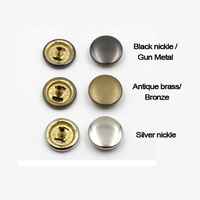 Kancing Tekan Logam Kuningan 10/12.5/15mm Empat Bagian Berlapis Nikel Bebas Nikel untuk Pakaian Warna Perak Perunggu