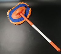 Mopa Telescópica de Chenilla con Cabezal de Fibra Naranja Suave para Limpieza sin Rayones, Palo Extensible para Limpiar Techos y Ruedas, Lavable y Reutilizable