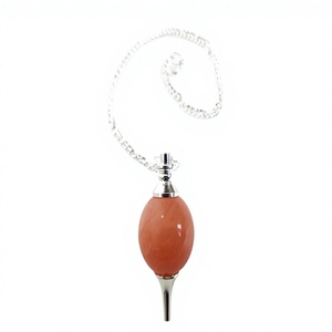 Pendule en pierre naturelle polie, boule ronde faite à la main en pierre de soleil, outil de radiesthésie Feng Shui en pierre semi-précieuse du Gujarat - Product Image 1