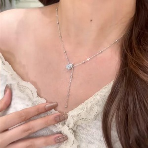 Wholesale 14k Gold Filled Pear Cut Vvs Gra Moissanite Tassel Pendant Necklace Simple Asymmetrical Design Fashion Women Jewelry - Product Image 3