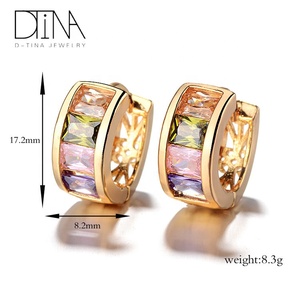 <span class=keywords><strong>Orecchini</strong></span> a Cerchio Ovali DTINA <span class=keywords><strong>in</strong></span> <span class=keywords><strong>Oro</strong></span> Giallo con Doppia Gemma, Eleganti per Signore - Product Image 5