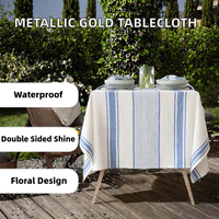 Nappe carrée moderne en lin imprimé floral métallisé gaufré double face or/argent, imperméable et anti-taches, pour la maison