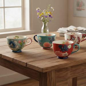 Taza de Café de Cerámica de Porcelana de Estilo Europeo de 10 oz y 300 ml, con un Lindo Diseño Floral, Apta para Microondas y Lavavajillas - Product Image 2