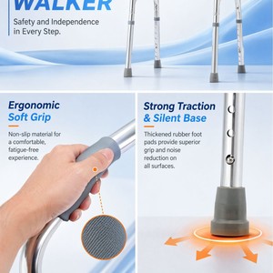 Déambulateur Hongmujian réglable en hauteur (71-88 cm) en alliage d'aluminium léger pour personnes âgées - Product Image 2
