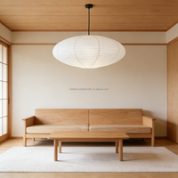 Abat-jour en papier de riz épais fait main, design plat et ovale, lanterne en papier Washi de style japonais pour la décoration intérieure