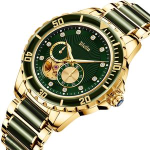 Diellea <b>Men's</b> Mechanical Automatic Jade <b>Gold</b> <b>Watch</b> Hollow Business Luxury Antique Sport Fashion Sapphire Couple Pair 6025 - Product Image 2